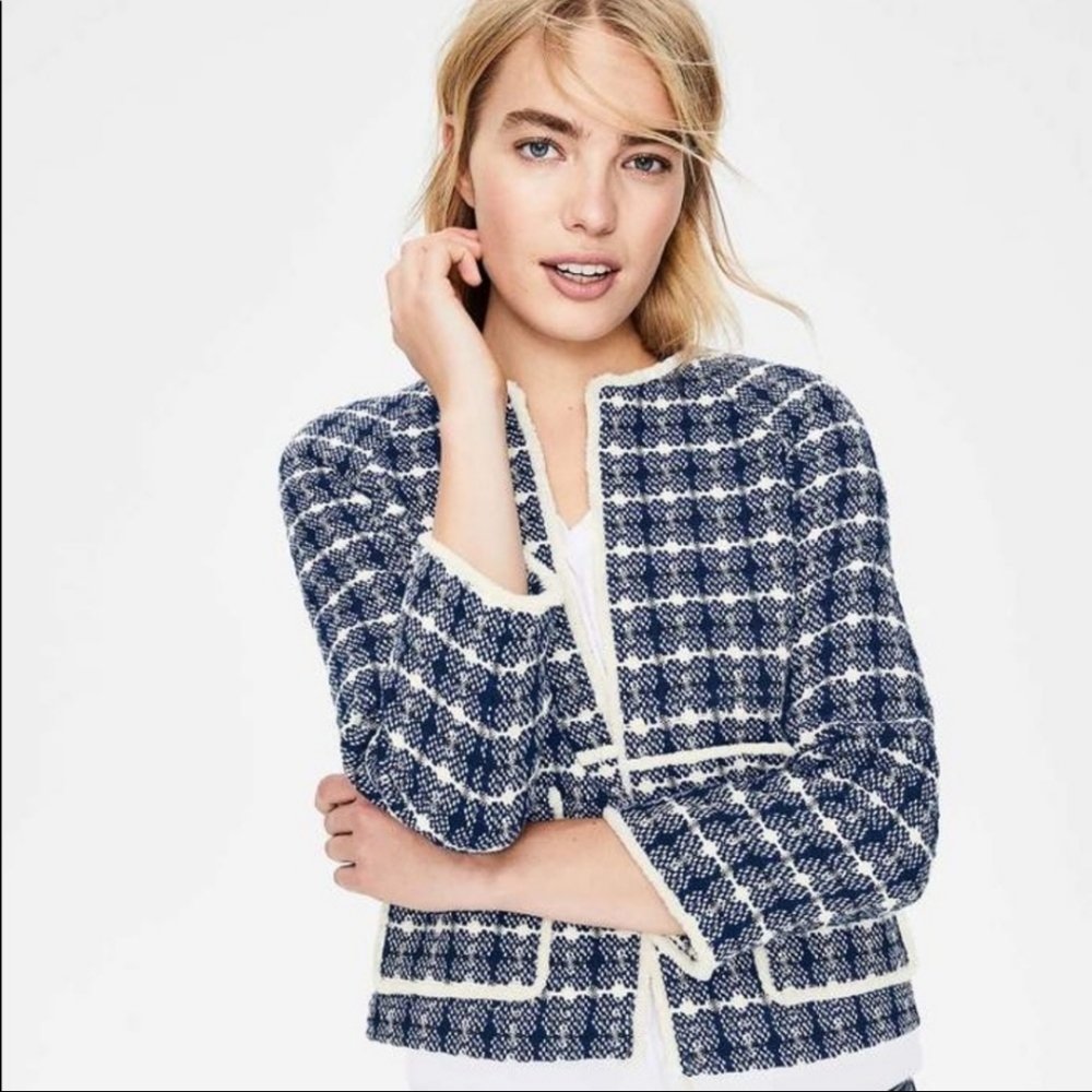 NWT Boden Size 12 Ida Blue Textured Jacket